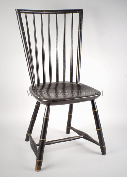 Chair, Windsor, Bamboo Windsor, Black Paint
Signed Sylvester Higgins
E. Haddam, Connecticut , entire view